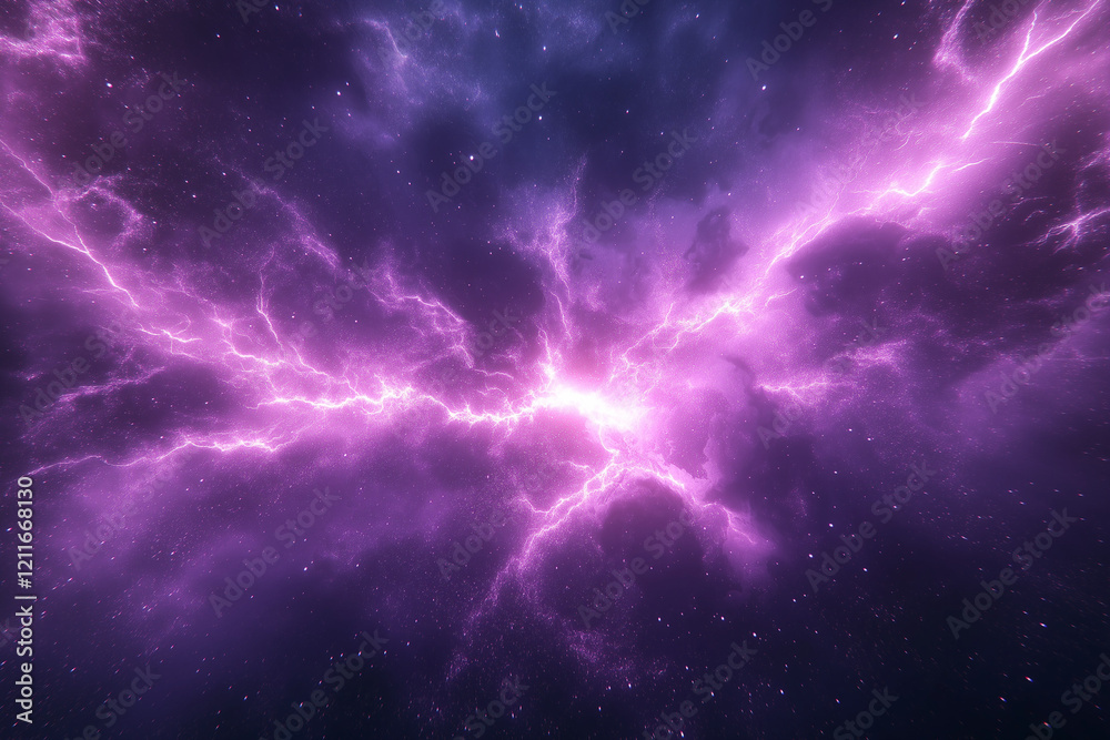 Fototapeta premium Dark Purple Glow and Electric Spark, Representing Powerful Light and Energy Technology