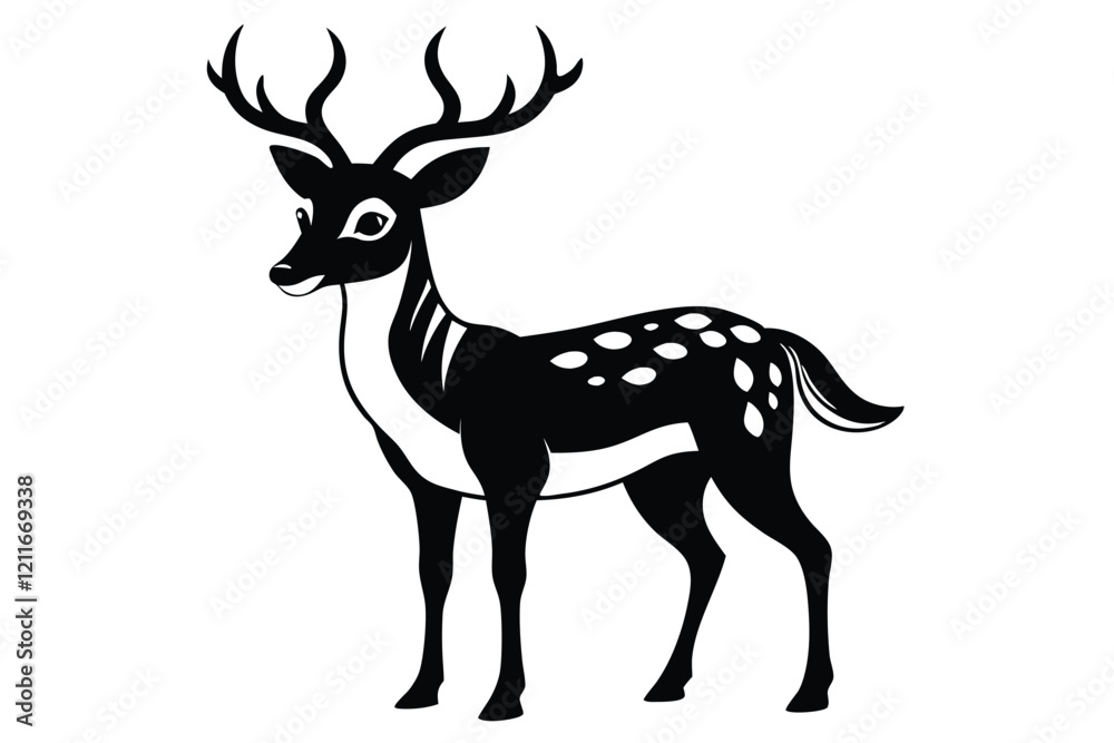 Fototapeta premium black and white deer white background