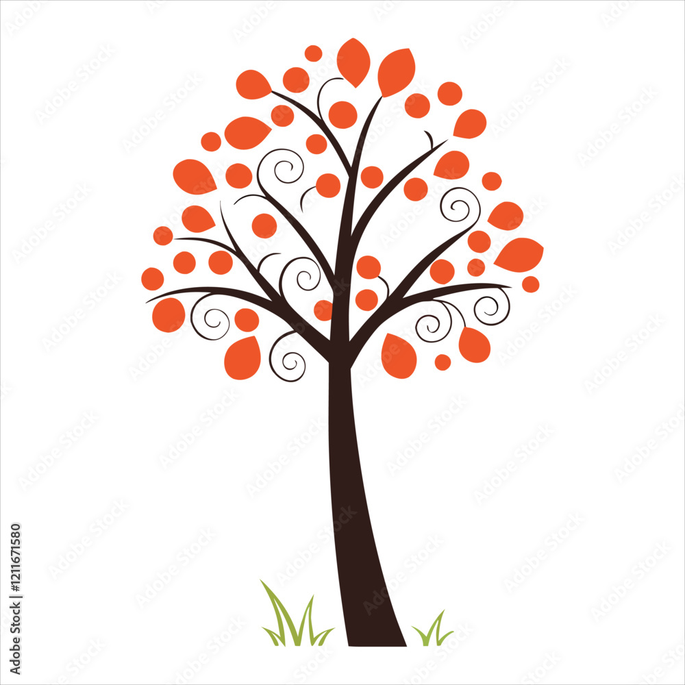 Fototapeta premium Isolated Tree Vector Design with Cute Colorful Tree Illustration 