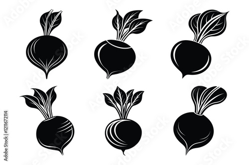 Beetroot Icon set for Design. Editable Vegetable Silhouette on White Background