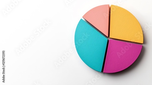 Free Download A colorful pie chart divided into four segments, showcasing vibrant hues of pink, yellow, blue, and purple against a plain white background. - GFXLoad
