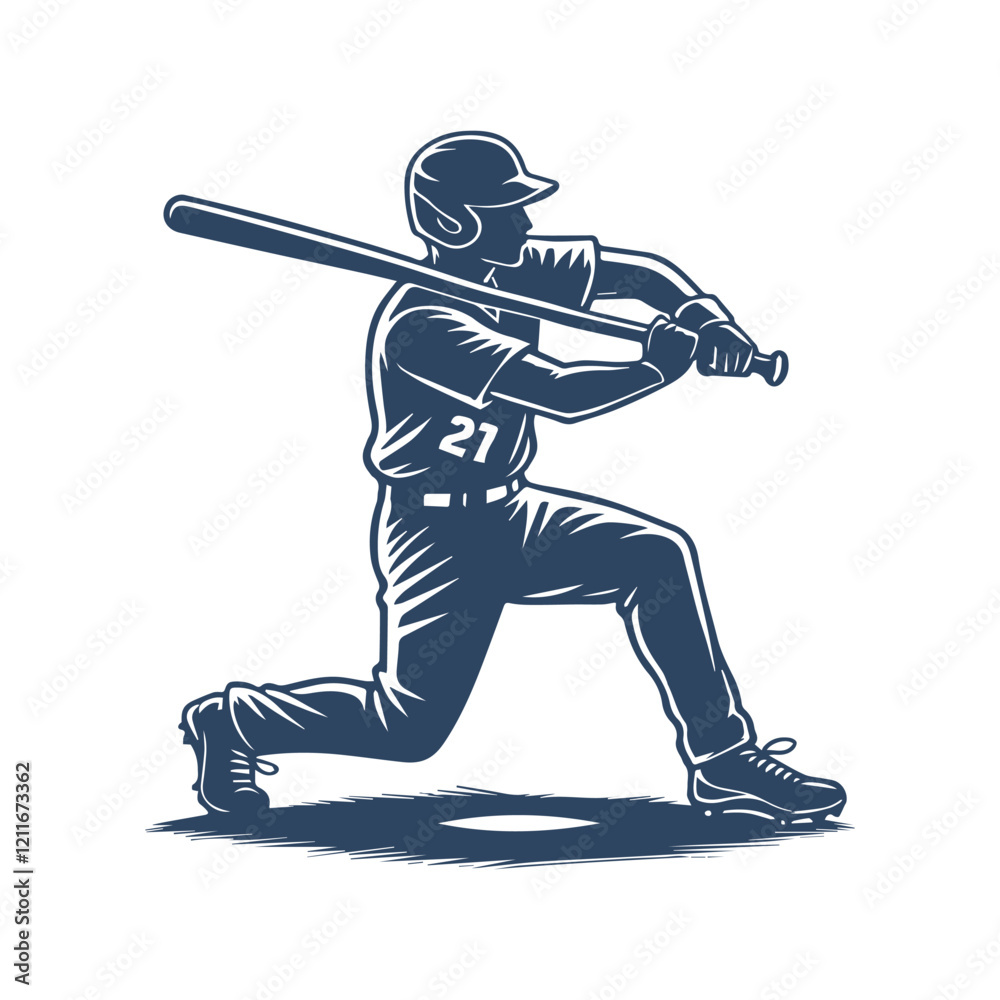 Sleek Baseball Player Outline Illustration Template Sleek Baseball Player Outline Illustration Template