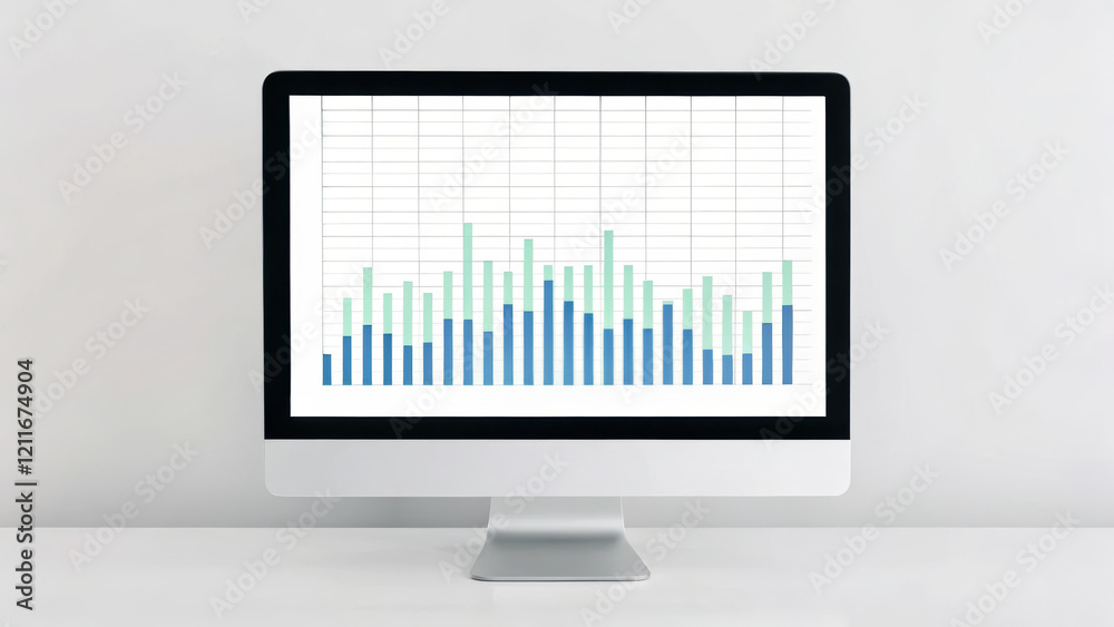 Financial and business concept, Data visualization on a computer screen