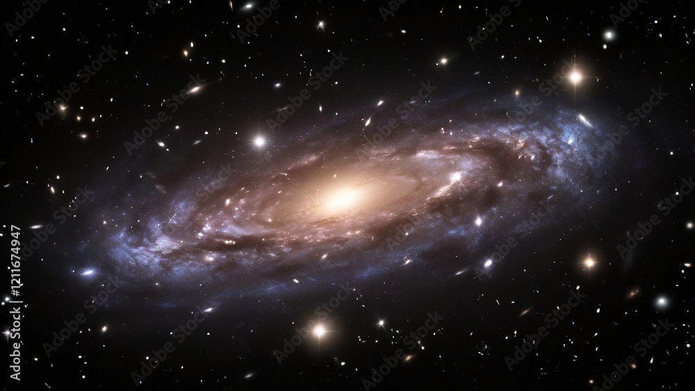 Fototapeta premium Spiral Galaxy in Deep Space; Stellar Formation; Cosmic Background; Astronomical Image; Science Education