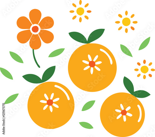 set of orange flowers
