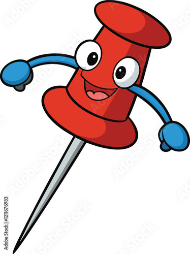 red cartoon character of happy needle