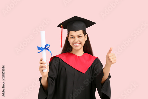 Happy female graduate with ...