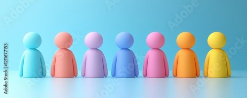 segmentation flat design front view communication strategies theme 3D render colored pastel