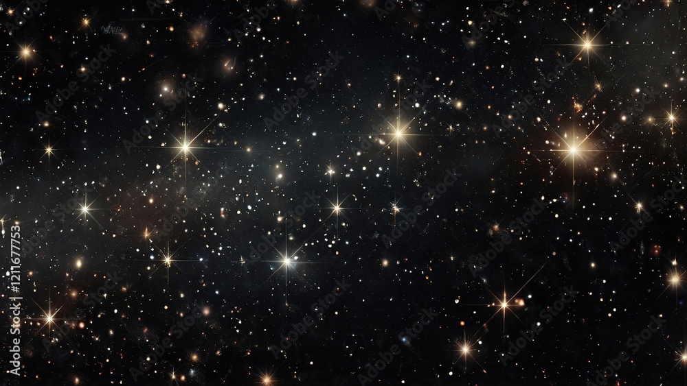 Fototapeta premium Starfield cosmic space, distant galaxies, stellar cluster, night sky, background for science