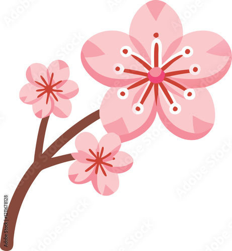 cherry blossoms spring icon in flat style