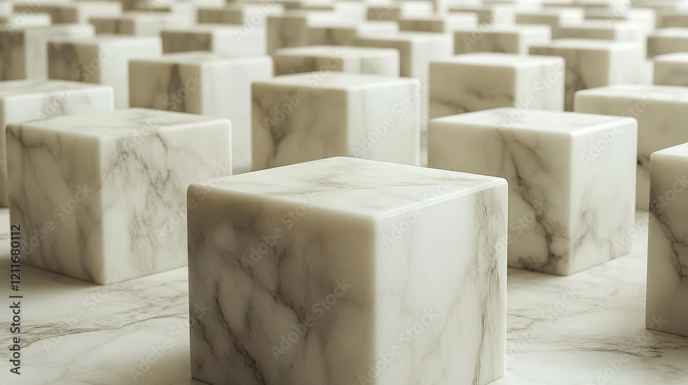 Fototapeta premium Elegant Array of Marble Cubes: A Study in Texture and Form