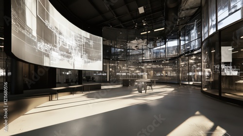 A futuristic design studio integrating virtual reality tools for architecture projects. photo