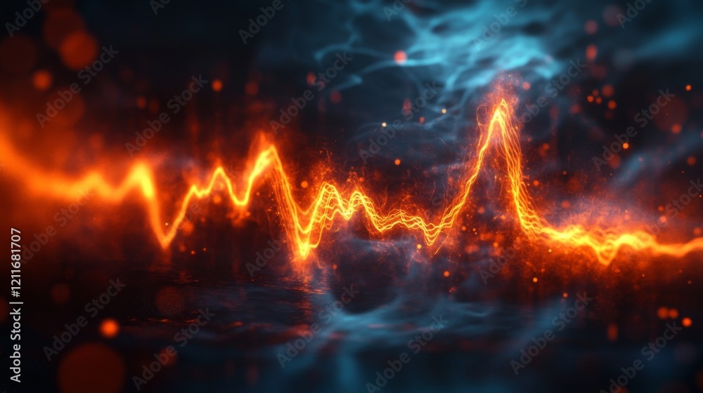 An artistic rendering of heart wave patterns emerging from a heartbeat monitor, incorporating elements of light and shadow for a dramatic effect An artistic rendering of heart wave patterns emerging from a heartbeat monitor, incorporating elements of light and shadow for a dramatic effect