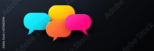 Speech bubbles on a vibrant black background