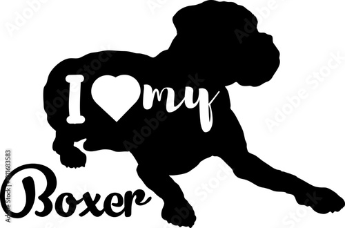 Boxer. dog silhouette, dog, dog breeds, logo, vector, love me love my dog, silhouette, i love my dog, animal, illustration, icon, sign, design, black, symbol, pet, love