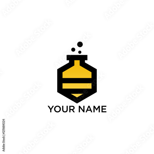 Yellow Orange Black Bee Lab Logo Design