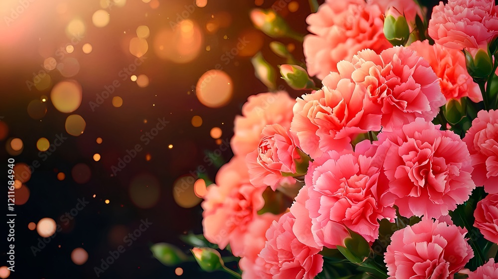 Vibrant Pink Carnations with Soft Bokeh Background for Floral Designs Vibrant Pink Carnations with Soft Bokeh Background for Floral Designs