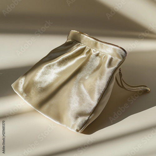 Wallpaper Mural Elegant Velvet Pouch with Cream Background and Focused Lighting for Luxurious Packaging Torontodigital.ca