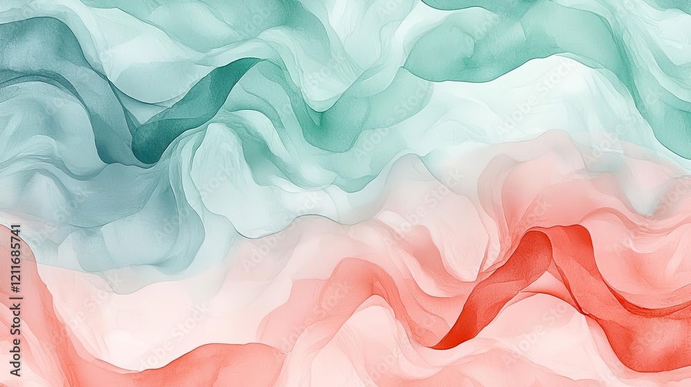 Obraz premium Whimsical watercolor idea. An abstract illustration featuring flowing waves of colorful fabric textures.