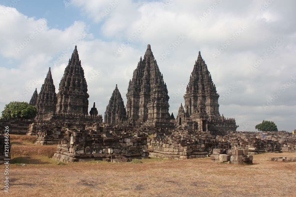 Naklejka premium Central Java Indonesia - 20 September 2011 Prambanan temple complex with stunning architecture and historical significance
