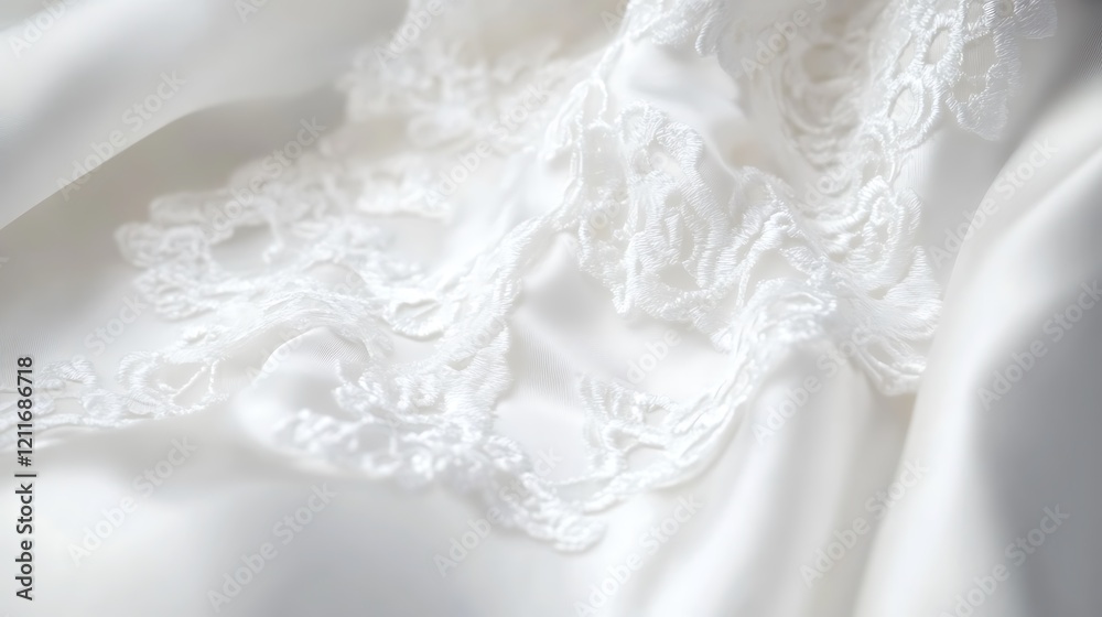 Delicate White Lace on Silken Fabric Drapery Delicate White Lace on Silken Fabric Drapery