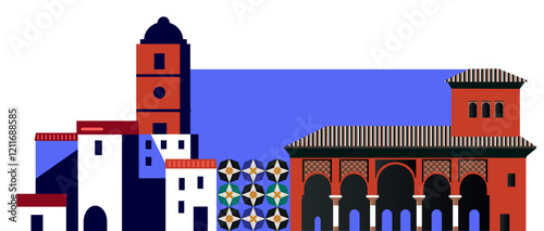 andalusian cityscape design horizontal background