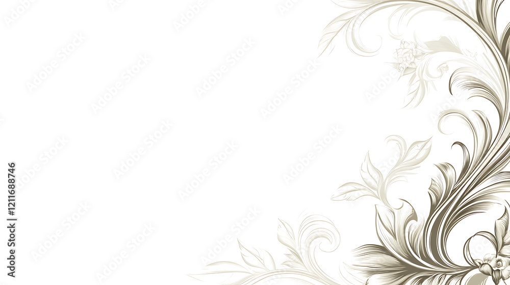 Elegant Floral Design Corner Ornament White Background Elegant Floral Design Corner Ornament White Background