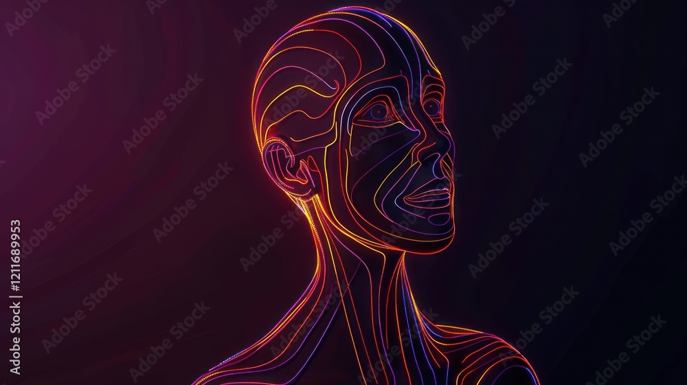 Obraz premium Neon Human Outline