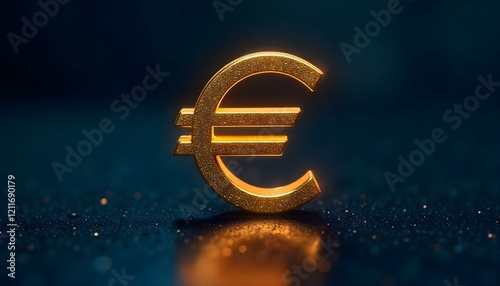 Gold Euro symbol on a smooth, luxurious dark blue background