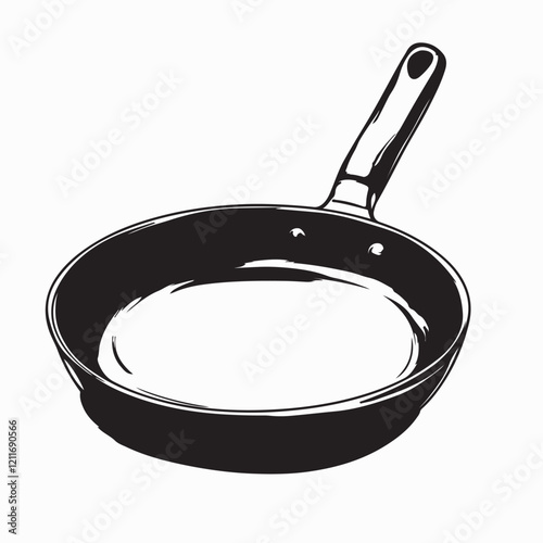 Frying pan vector image. Fry pan vector silhouette illustration on white background.