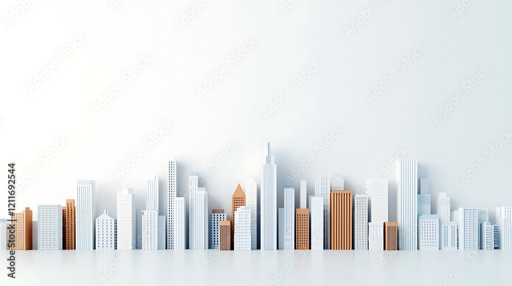 A minimalist skyline featuring an array of white and wooden buildings against a light background, showcasing urban architecture. A minimalist skyline featuring an array of white and wooden buildings against a light background, showcasing urban architecture.