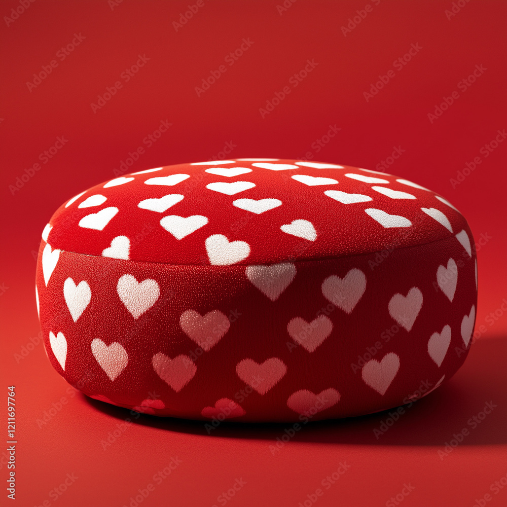 Red Velvet Heart Pattern Pouf Ottoman Valentines Day Decor Red Velvet Heart Pattern Pouf Ottoman Valentines Day Decor