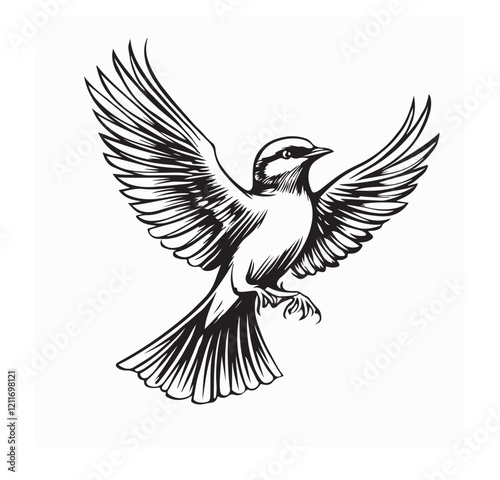 Skylark Flying vector image. Skylark Flying image Illustration on white background.