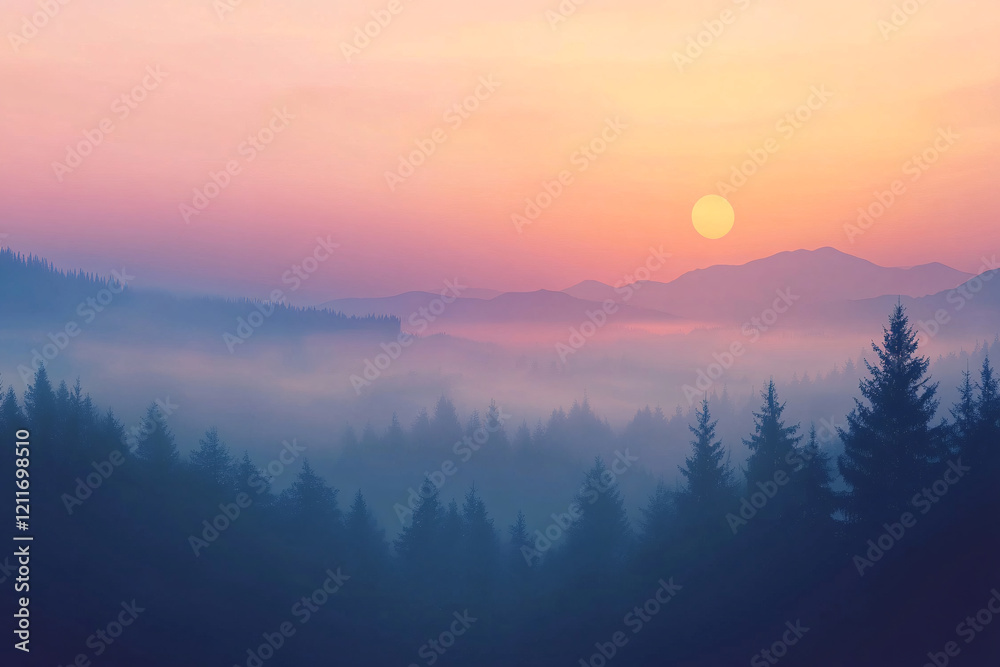 morning landscape of forest in fog morning landscape of forest in fog