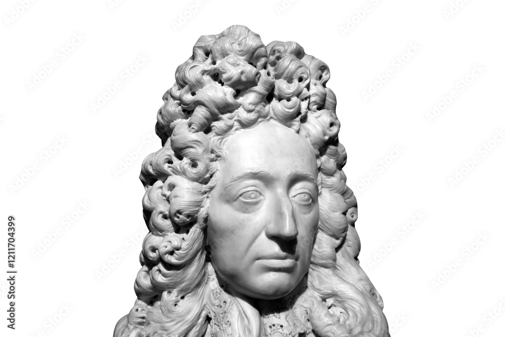 White marble statue of historical figure isolated White marble statue of historical figure isolated