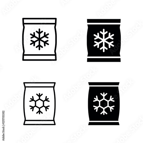 Frozen food bag icon set color editable 
