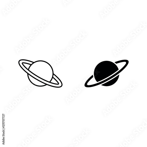 Planet icon set color editable on white background