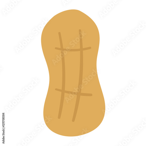 Peanut. Flat illustration. Hand drawn vector icon on white background.