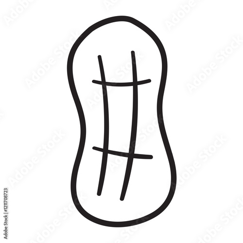 Peanut. Outline isolated icon. Vector hand drawn illustration.