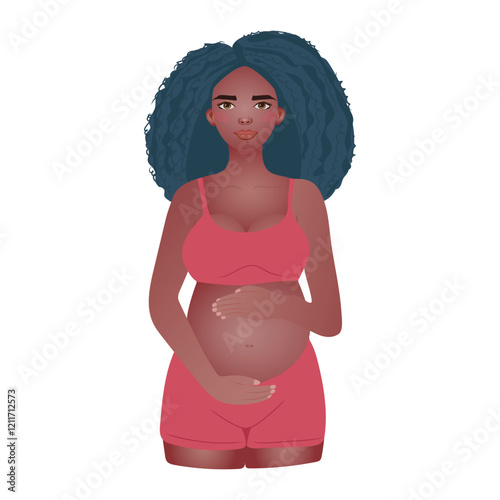 Pregnant woman, african woman, months of pregnancy, illustration isolated design, vector