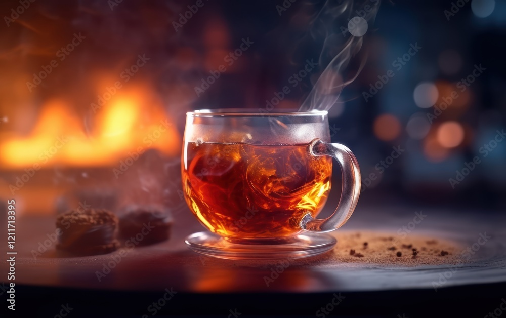 Warm Cup of Tea by the Fireplace Warm Cup of Tea by the Fireplace