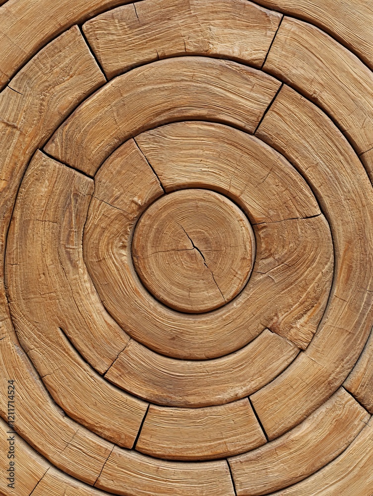 Fototapeta premium Circular Wooden Log Pattern with Natural Texture for Rustic Backgrounds and Eco-Themed Designs