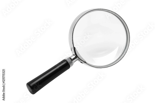 Versatile magnifying glass with a chic black handle suitable for various tasks isolated on transparent background