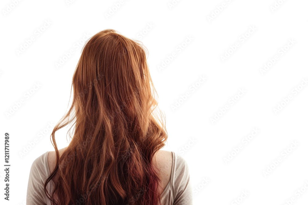 Fototapeta premium Woman with long straight hair isolated on transparent background.