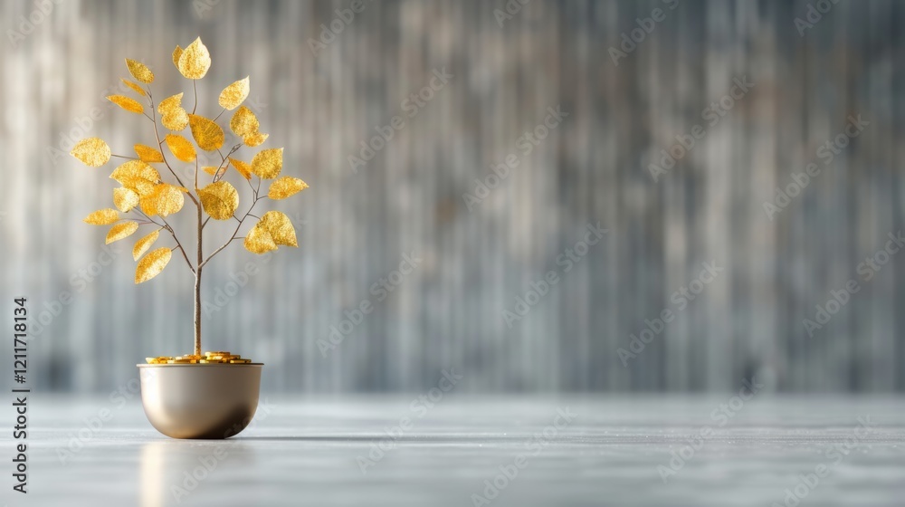 Golden Coin Fruits on Thriving Digital Tree Crypto Investment Growth Concept