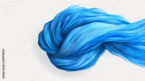 Abstract Flowing Blue Hair Twist Concept Art on White Background