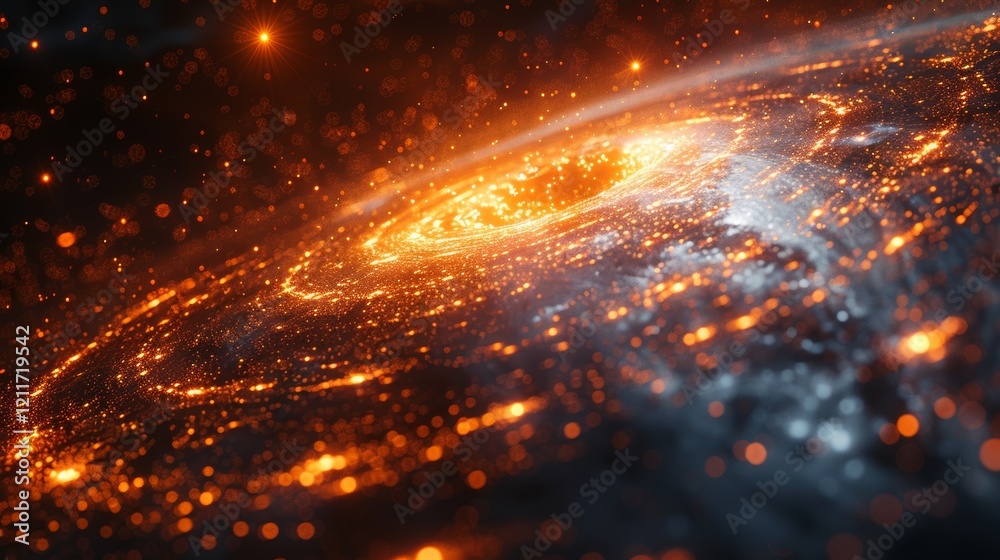 Obraz premium Captivating Black Hole with Glowing Golden Event Horizon and Cosmic Data Singularity