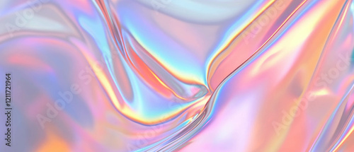 Iridescent film on glass showcasing shifting rainbow colors and smooth texture photo