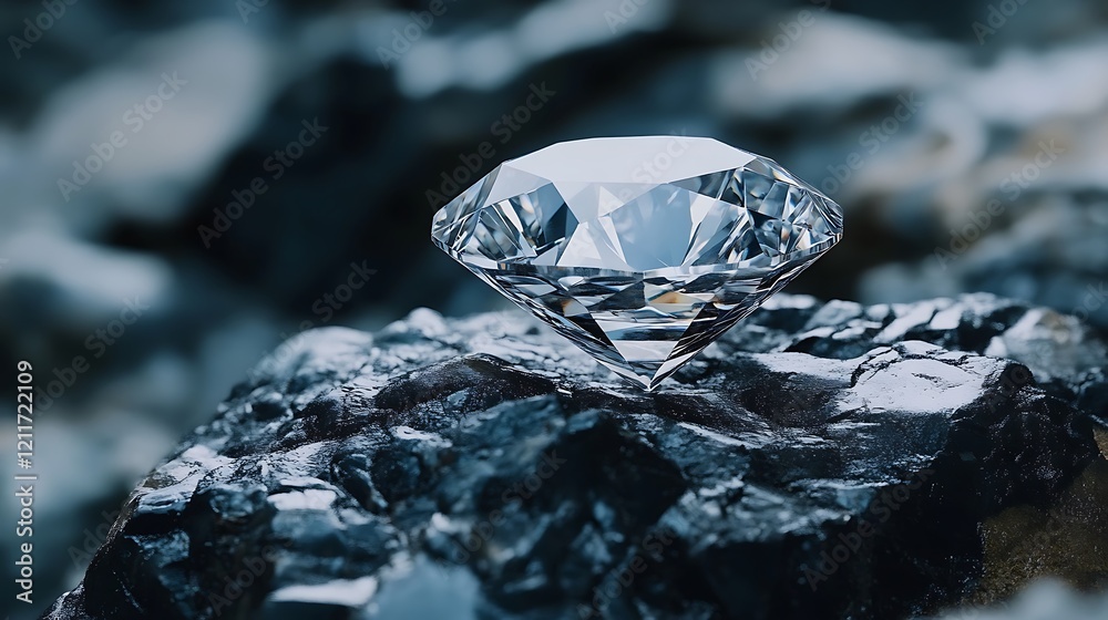 A Sparkling Diamond on a Dark Rock: Nature's Precious Gem A Sparkling Diamond on a Dark Rock: Nature's Precious Gem