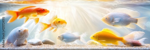 Exploring the diverse reproductive strategies of fish in a vibrant underwater habitat filled with colorful species photo